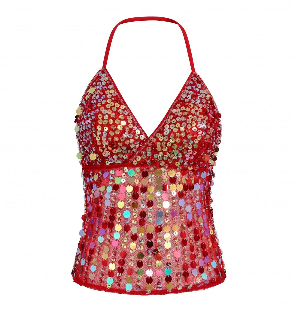 Halter Sequin Crop Top