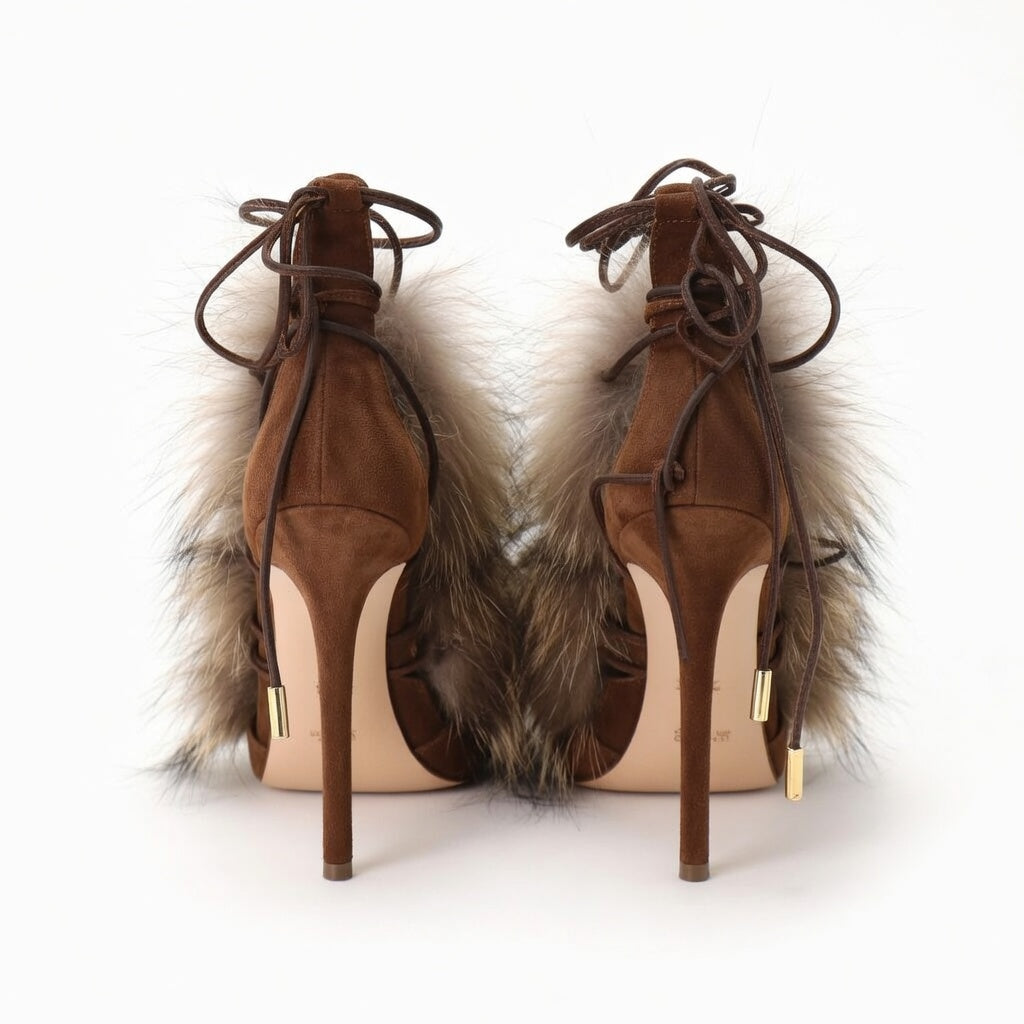 Faux Fur Strappy Heels