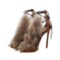 Faux Fur Strappy Heels