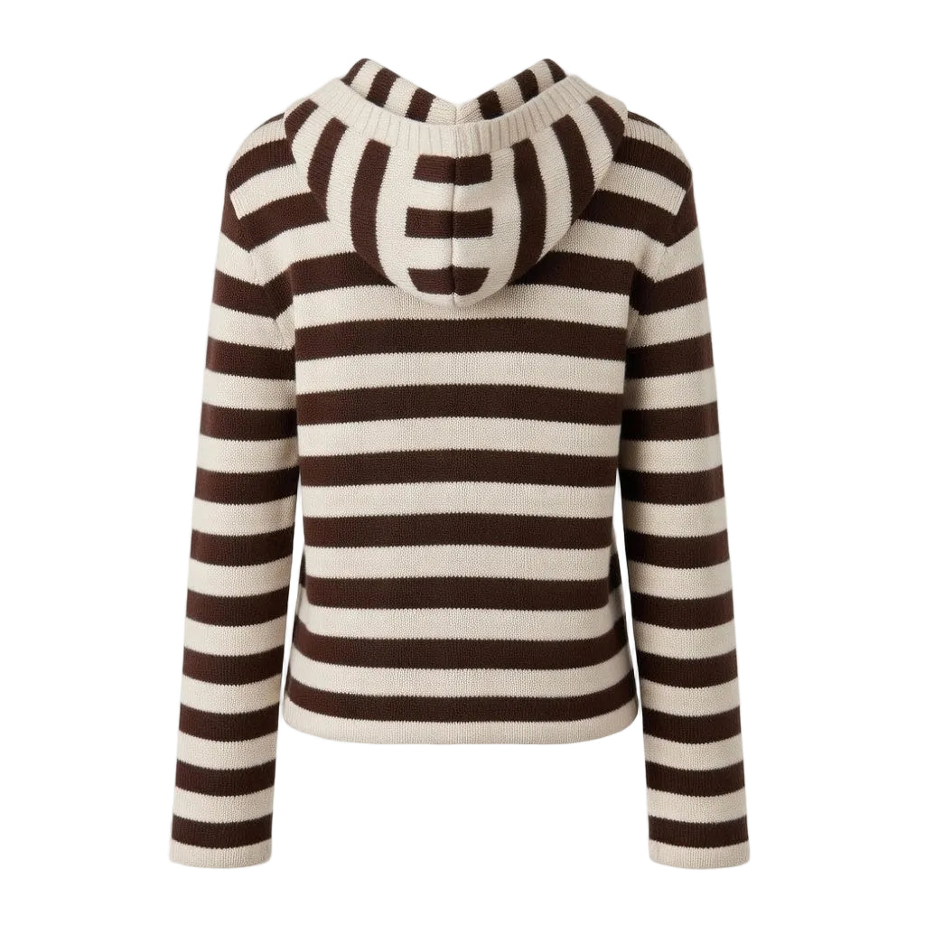 Striped V-Neck Knit Sweater