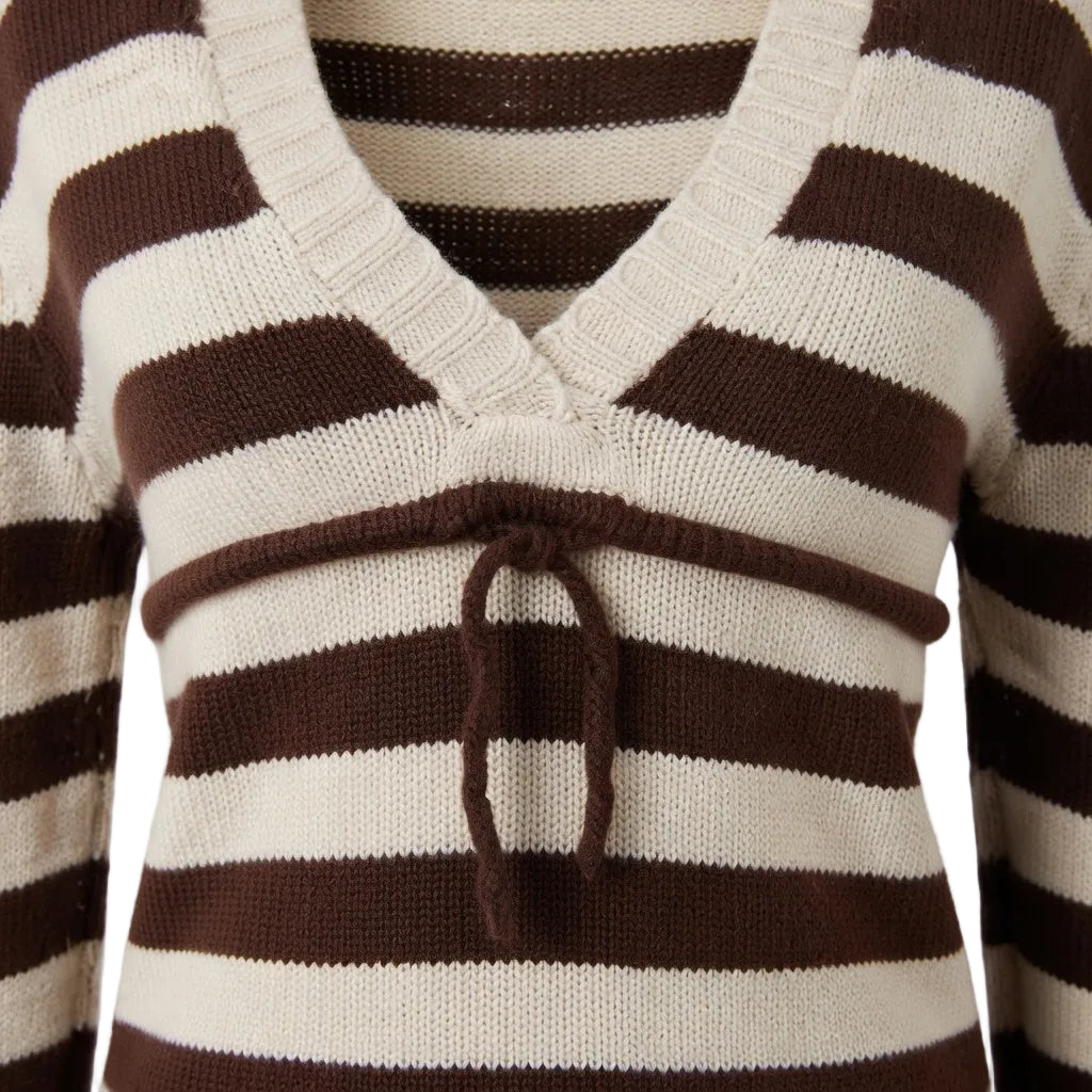 Striped V-Neck Knit Sweater