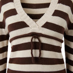 Striped V-Neck Knit Sweater