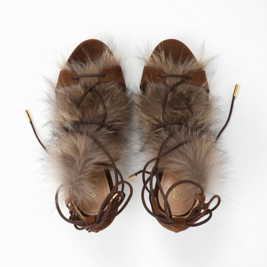 Faux Fur Strappy Heels