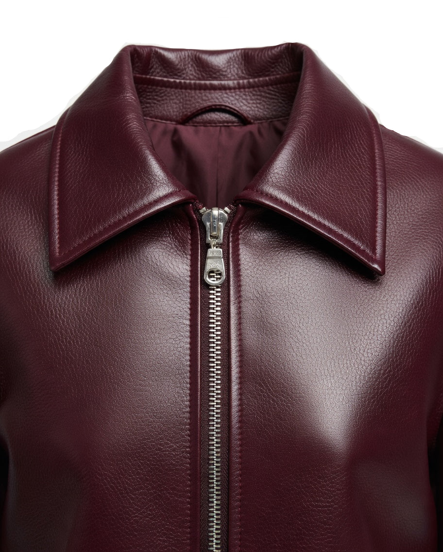 Burgundy Retro Biker Jacket