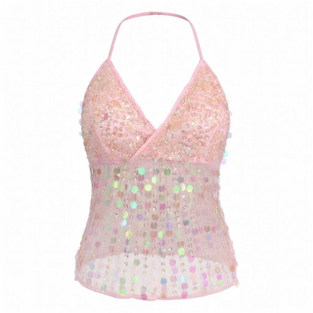 Halter Sequin Crop Top